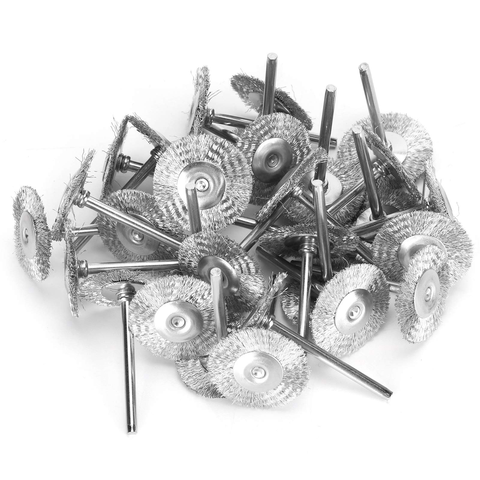 30Pcs Wire Brushes Set, Brass and Stainless Steel Brush Wheels for Polishing and Cleaning with Rotary Tools