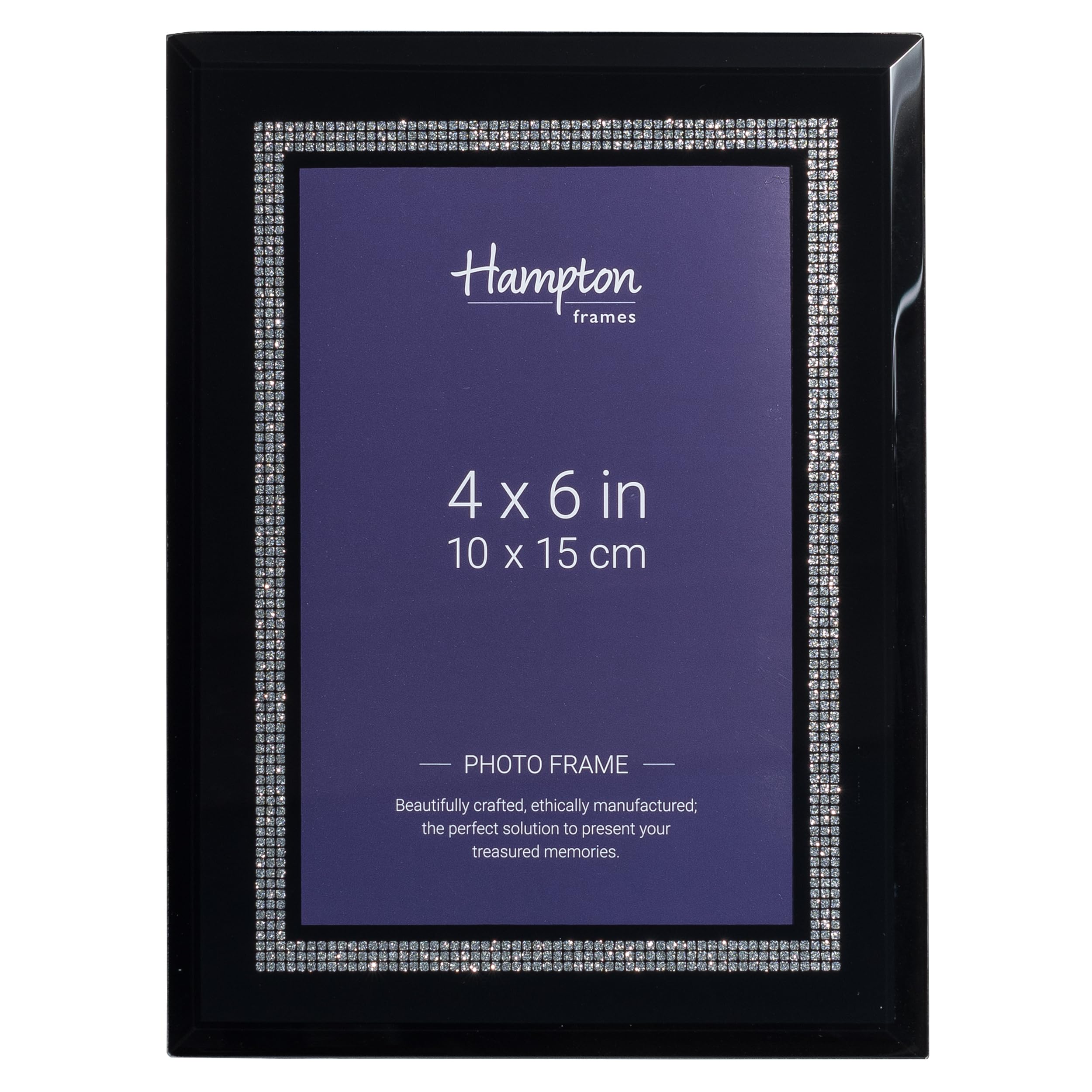 Hampton Frames RITZY 4x6 (10x15cm) Gloss Black Photo Frame Glass RIT46BLK