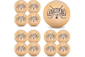 DLUGOPIS 12 Pack Swedish Stickhandling Balls - Street Hockey Balls, Hardwood No Bounce Floorball, 2 Inch Diameter