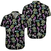 Tropical Bird Men's Hawaiian Shirt, Funny Bird Print Short Sleeve Button Shirt, Summer Gifts, Birthday Gifts