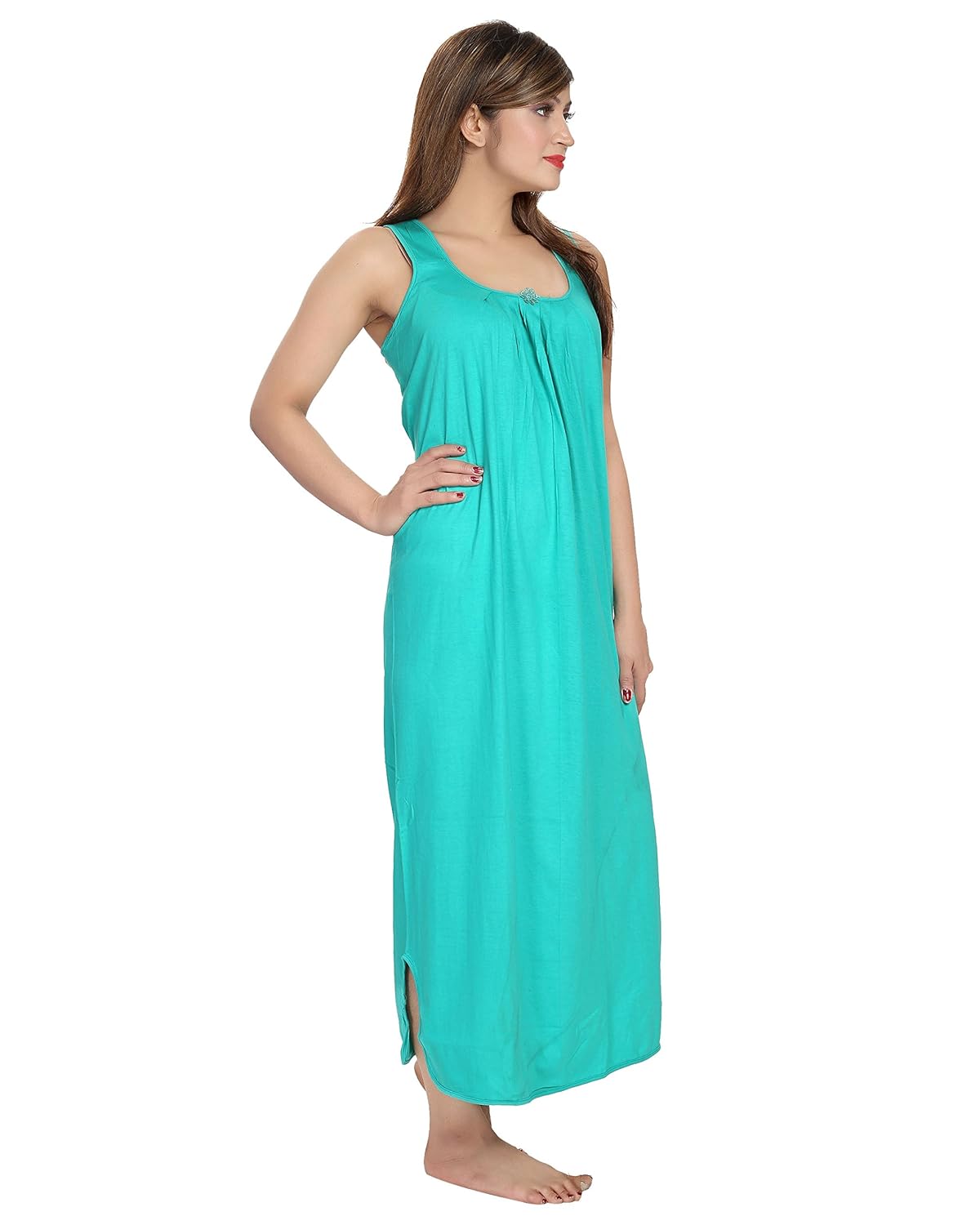cinco women's nighty, cotton, sleeveless, free size-ccn006