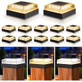 Toeuie Solar Post Cap Lights for 4x4 Wood/Vinyl Fence Posts, 12-Pack | 4x4 Post Solar Lights, IP65 Waterproof, 10-12 Hours of Illumination with 3 Lighting Modes for Garden/Patio/Porch, Black
