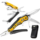 CAT 2 PC Deluxe 23 Function Compact Multi Tool Keychain with Spring-Loaded Pliers, Scissors, Screwdrivers, Bottle and Can Opener, Anodized Aluminum Handle, Stainless Steel Tools -980964ECE