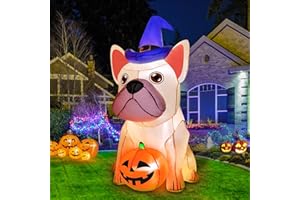 zukakii 5Ft Halloween Inflatables Decorations Build-in Bright LEDs Blow Up Yard Pumpkin with Witch Hat Halloween Decorations Outdoor Clearance Decor for Holiday Party Indoor Garden Lawn Home