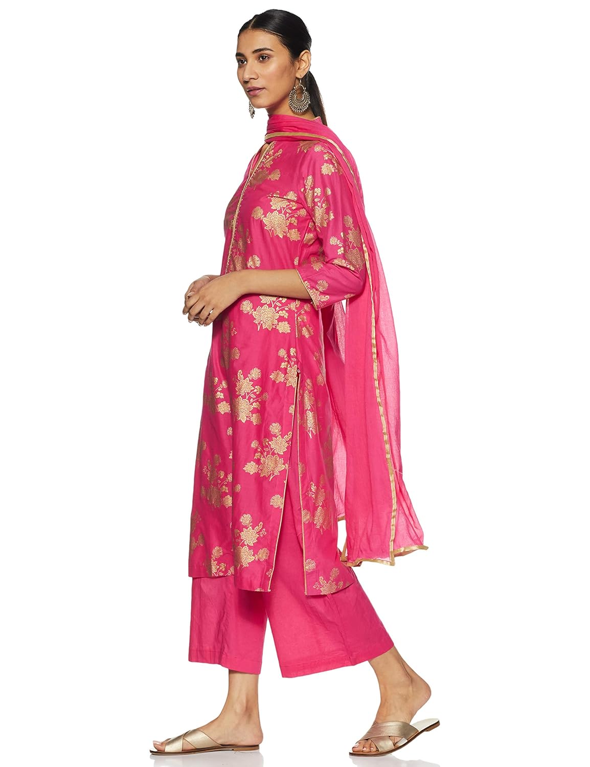 biba women's synthetic straight salwar suit set