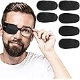 6Pcs Eye Patches Comfortable Left or Right Single Eye Patches Professional Medical One Eye Cover Reusable Black Soft Single Eye Patches for Eyeglass Treat Lazy Amblyopia Strabismus Adults Girls Boys