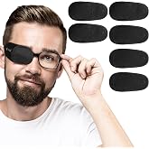 6Pcs Eye Patches Comfortable Left or Right Single Eye Patches Professional Medical One Eye Cover Reusable Black Soft Single Eye Patches for Eyeglass Treat Lazy Amblyopia Strabismus Adults Girls Boys