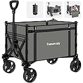 Eusuncaly Collapsible Wagon Cart with Wheels Foldable Wagon Folding Outdoor Utility Wagon Grocery Wagon for Camping Shopping