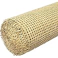 24" Width Rattan Cane Webbing Roll 7 FEET Length Hexagon Weave Pre-Woven Cane Mesh Net Open Weave Wicker Cane Webbing Rattan Sheets for Furniture, Chair, Cabinet, Ceiling