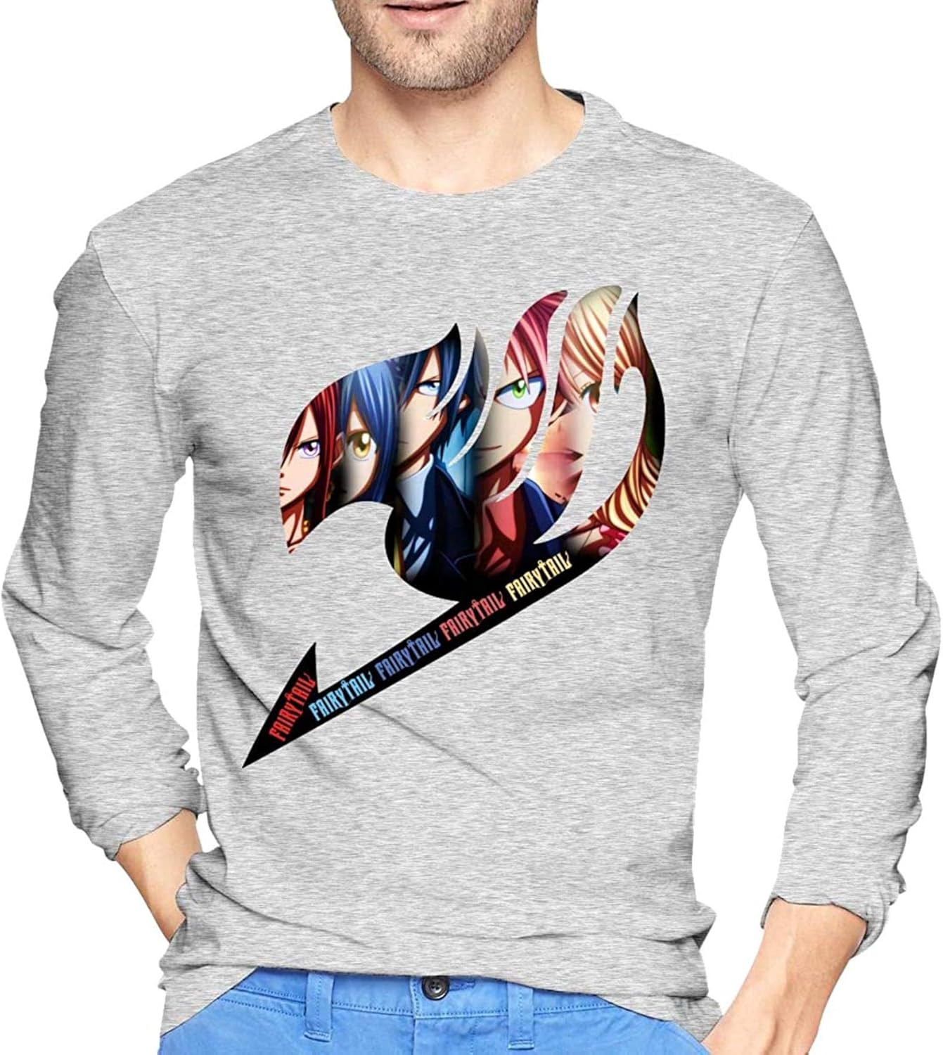 Fairy Tail Anime Mens TShirts Cotton Long Sleeve Black T ShirtBlouse Amazon.de Bekleidung