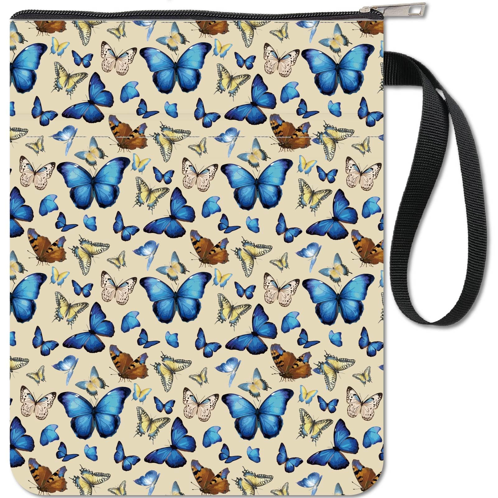 CRASPIRE Butterfly Background Book Sleeve with Zipper Book Lovers Gifts Hardcover Paperbacks Butterflies Waterproof Pouch Bag Protector Front Pocket Case Cover for Women Friends Readers Librarian