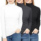 NY Threads Women's Long Sleeve Turtleneck Thermal Tops 3 Pack
