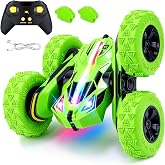 Threeking Remote Control Car Rc Flip Stunt Cars Toys Gifts for Kids Ages 6+ | Upgraded USB-C Modular Batteries 4WD Unique AUTO DEMO RGB Eye-Friendly Lights 360&deg; Flips Double Sided Driving Stunt Car
