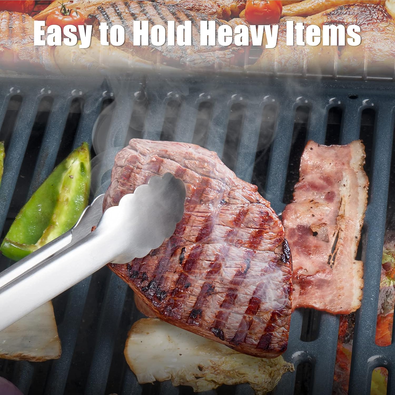 SHINESTAR Sturdy Outdoor Grill Tool Set with 18-Inch Comfortable Handles, Grill Brush, Spatula, Fork, Tong Included, Heavy Duty & Dishwasher Safe, 4pcs : Garden & Outdoor