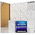 10 Pack Acoustic Panels Self-Adhesive (0.4" Thick | 0.8lb/ft³ Medium Density) - 12x12 Soundproof Foam Tiles for Home Office/Wall Sound Absorption, Noise Reduction Panels Studio Use - Gray