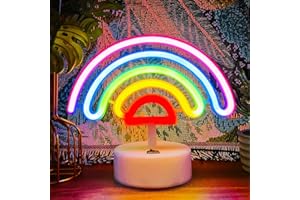 VIFULIN Rainbow Neon Sign Rainbow Neon Light, LED Rainbow Lamp Night Light, USB/Battery Operated Neon Sign Rainbow Room Decor for Girls Classroom Bedroom, Rainbow LED Lights Kids Table Decorations