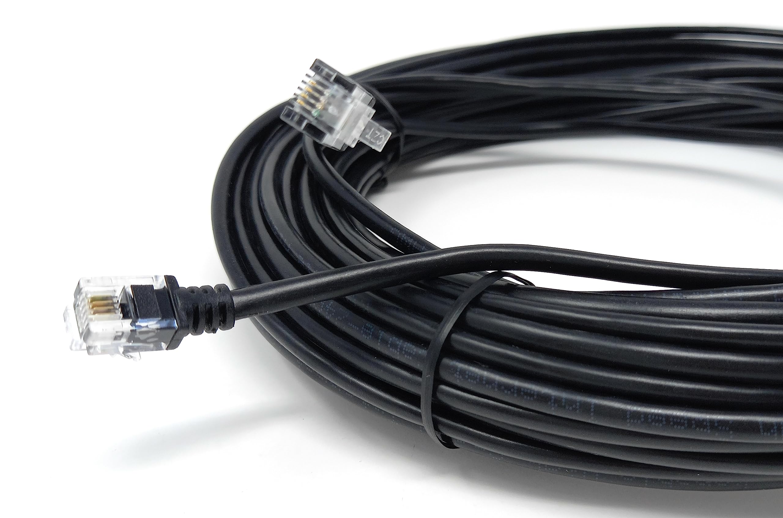 DRUT 20m RJ11 to RJ11 ADSL 2 High Speed Broadband Modem Telephone Cable Transmits Data Up to 100 Mbits/sec, 26 AWG Supports Analogue or Digital (DSL/ISDN) Applications 65ft Black