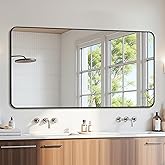 Furnbar Bathroom Mirror 60" x 30", Large Rectangle Wall Mirror, Black Metal Frame Wall Mounted Mirrors for Bathroom, Vanity, Bedroom, Entryway Decor(Horizontal/Vertical)