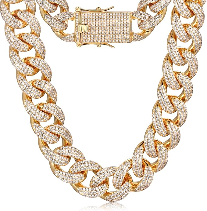 Amazon Gold Idea Jewelry 18mm ラグジュアリー アイスアウト キュービックジルコニア 14k 18k ホワイトゴールド ローズゴールド マイアミキューバリンクチェーン メンズネックレスまたはブレスレット用 ブレスレット 通販