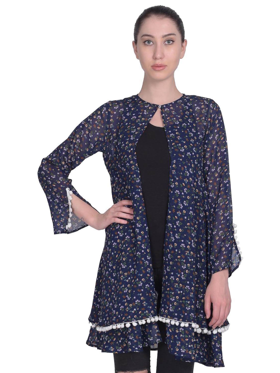 peppytone polyester printed 2 layer umbrella shrug for women