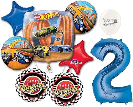 Amazon Com Blue Number 2nd Birthday Hot Wheels Racing Cars Party