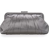CHARMING TAILOR Classic Pleated Satin Clutch Bag Diamante Embellished Formal Handbag for Wedding/Prom/Black-Tie Events