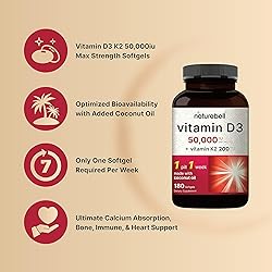 NatureBell Vitamin D3 50,000 iu with K2 200