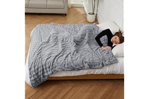 YAKEE Electric Heated Blanket Luxurious Faux Fur 72 x 84 inches, 4 Heating Levels & 10 Hours Auto Off Heated Blanket for Safety, Home Office Use, Machine Washable,Grey