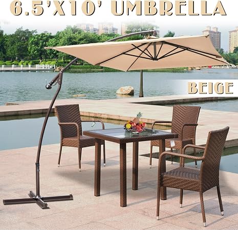 Amazon Com Strong Camel 10 X6 5 Cantilever Banana Umbrella Patio Offset Parasol Garden Outdoor Sunshade Hanging Market 360 C Rotational Function Beige Garden Outdoor