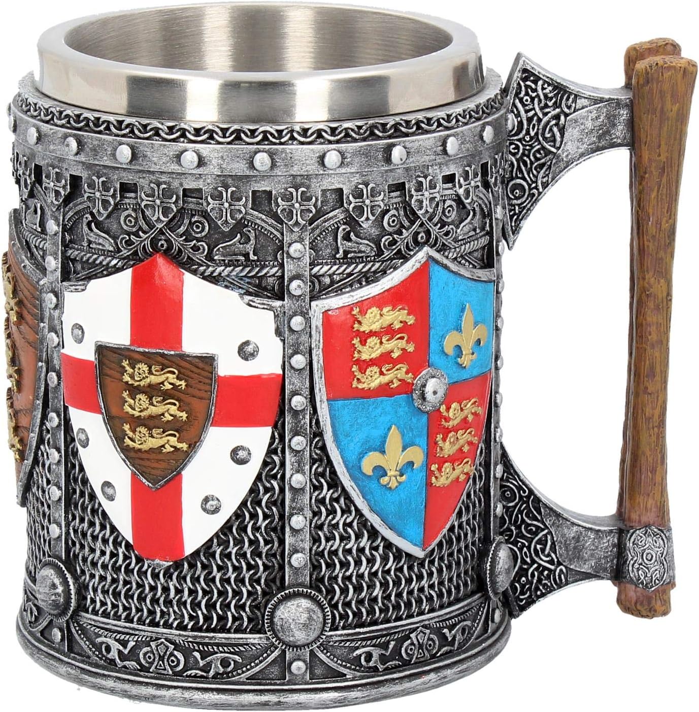 Nemesis Now B2405G6 English Tankard Mug 17.5cm Silver, Grey