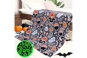 IMUKU Halloween Blanket Cozy Soft Lightweight Fleece Fall Pumpkin Throw Blankets Glow in The Dark Blankets Gifts Decor for Girls Boys Teens Kids Women Birthday