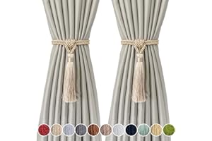 Fenghuangwu Curtain Tiebacks Tassel Tie-Backs, Rope Curtain tie Backs Handmade Curtain Holdbacks Made from Polyester (Beige, 2p)