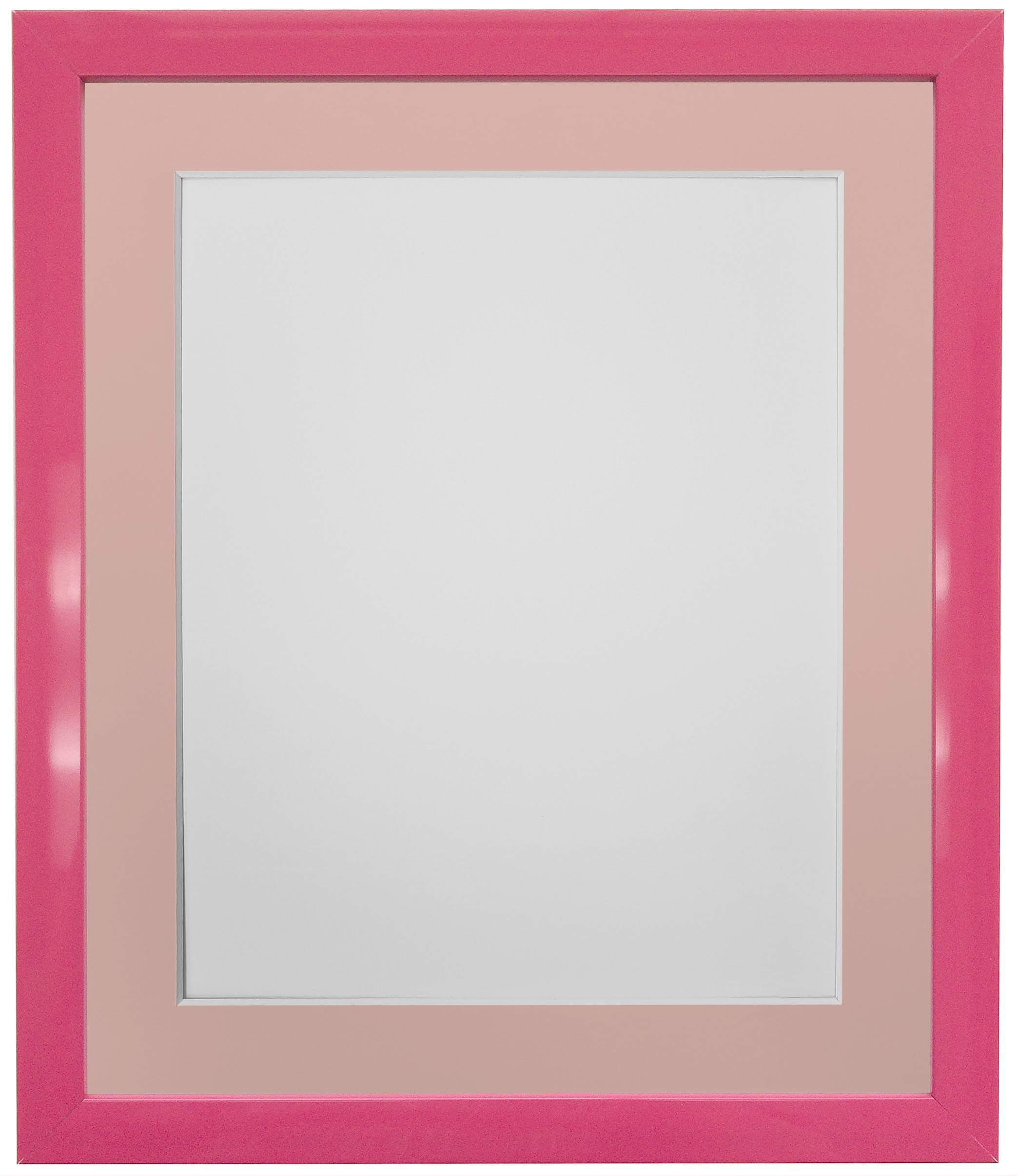FRAMES BY POST 0.75 Inch Pink Picture Photo Frame With Pink Mount 20 x 16 Image Size 16 x 12 Inch Plastic Glass