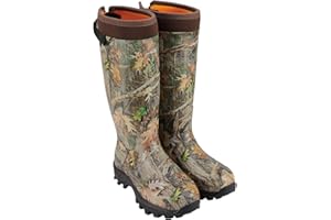 HISEA Rubber Hunting Boots, Tall Warm Neoprene Waterproof Insulated Basic Hunting Boots, Mens Adjustable Winter Boots Durable Slip Resistant Outdoor Hunting Fishing Working Boots for Men