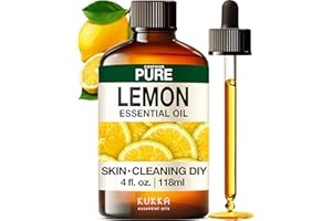 KUKKA ESSENTIAL OILS Kukka Lemon Essential Oil for Skin Cleaning - 4 Fl Oz - Fresh Lemon Scent, for Diffuser, Aromatherapy, DIY Soap Making Scents