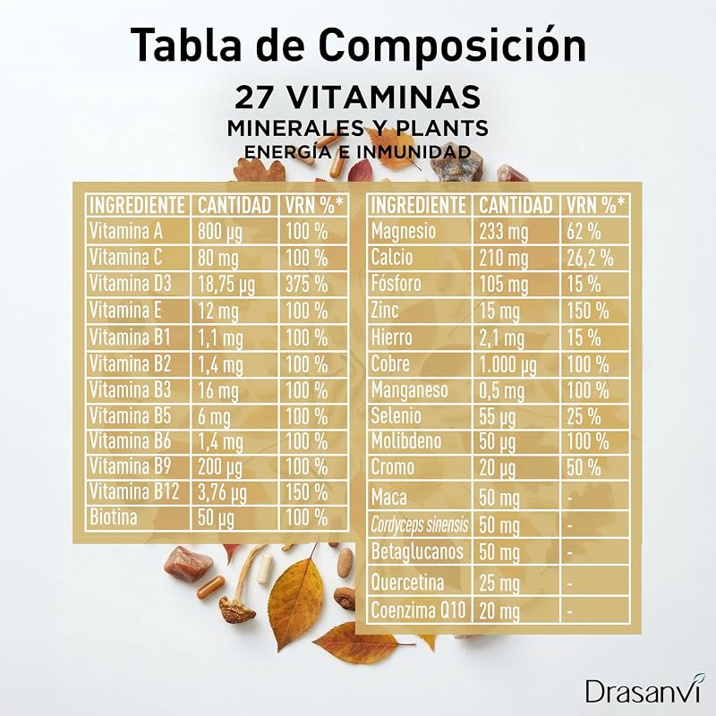 Multivitamínicos Energia e Vitalidade com Maca e Cordyceps Drasanvi 90 Comp