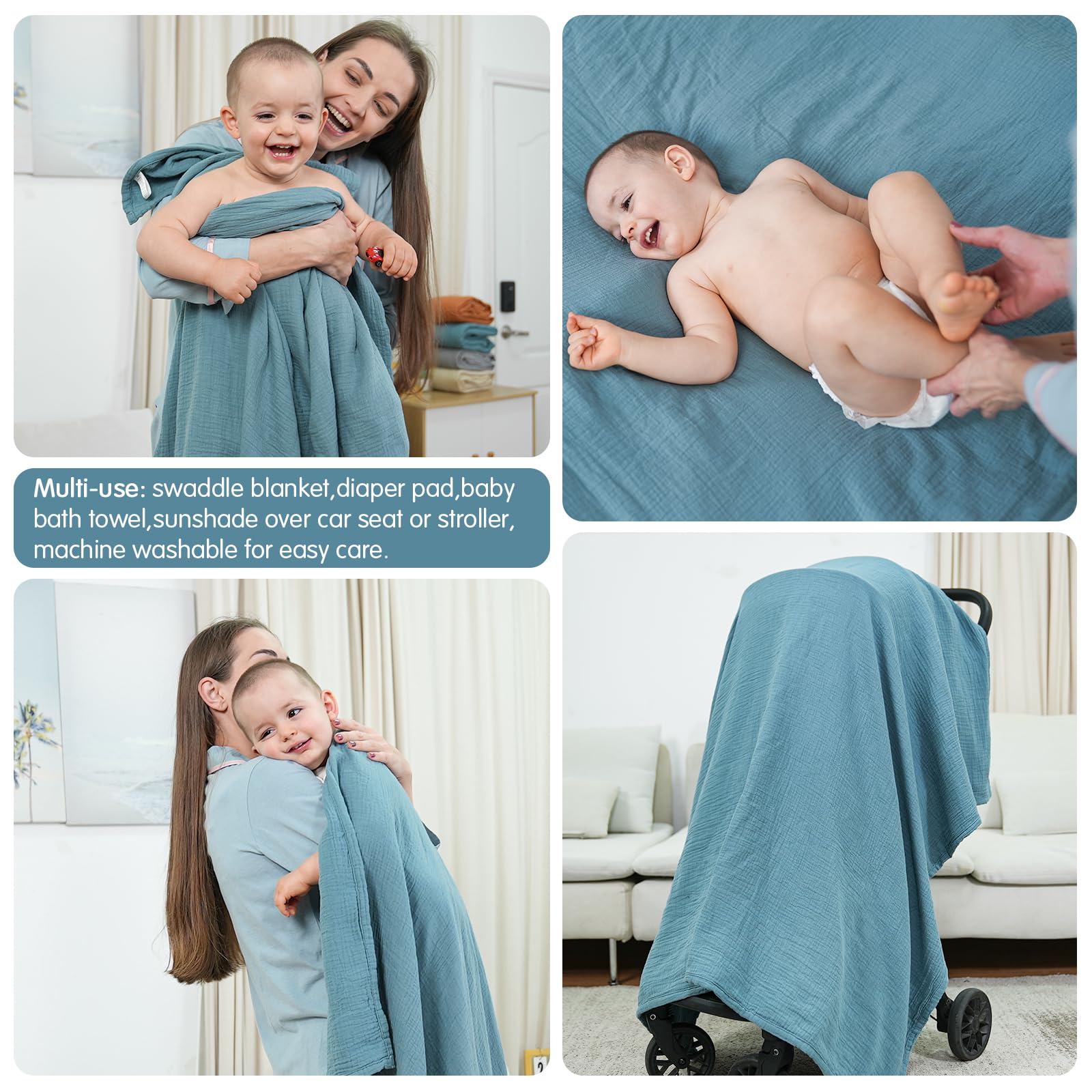 Baby Blanket,Muslin Swaddle Blankets for Boys Girls,Newborn Receiving Blanket with 6 Layer Cotton,Crib Blanket for Toddler,Nursery Blanket,Throws Bed Blanket,47