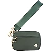 JEEBURYEE Wristlet Keychain Wallets for Women RFID Blocking Credit Card Holder Small Zipper Coin Purse Change Pouch with ID Window and Detachable Wrist Strap Green