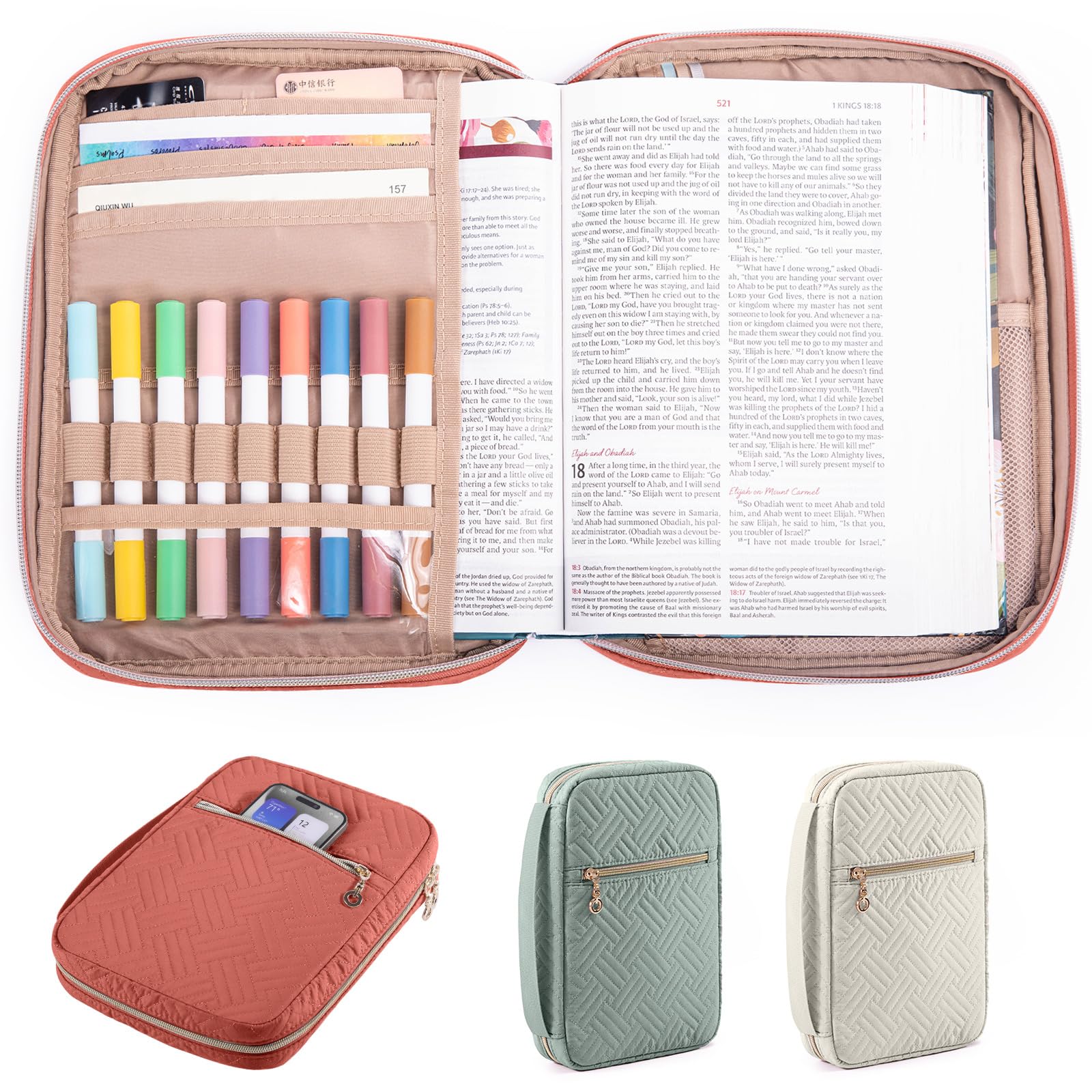 Photo 1 of APLUFINE Bible Cover for Women - Soft Bible Case - Carrying Book Case for Bible Accessories - Bible Holder Case for Women - Girls Bible Bag - Bible Carrier - Bible Sleeve - Church Bag