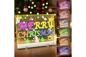Rechargeable LED Drawing Board with 4 Modes,7 Colors LED Note Board,Acrylic Dry Erase Board with Light,As Night Light for Roo