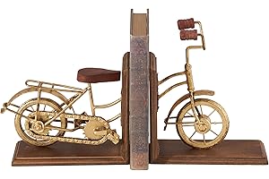 Deco 79 Metal Cycle Poly-Stone Bookend, 7 by 9-Inch