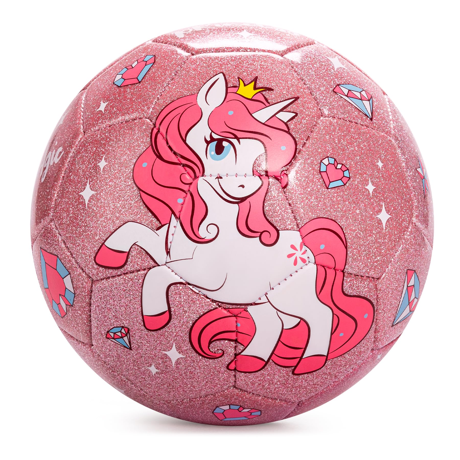 U&C Planet Size 3 Football Toddlers Unicorn Football with Pump Aged 3-8 Outdoors Soccer Ball Sports Training Kids Small Footballs for Kids Playing Toy Ball for Children Pink Glitter Unicorn