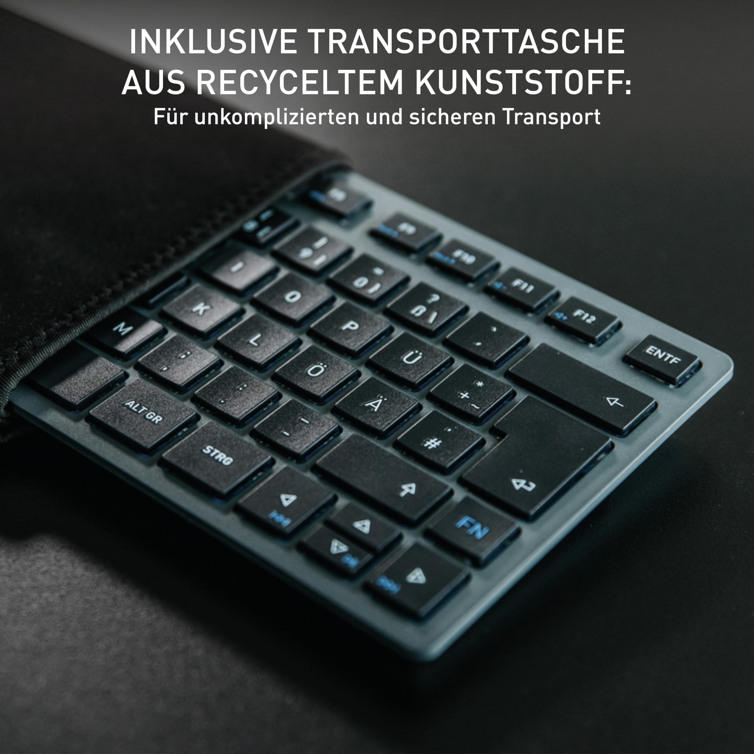 CHERRY KW 7100 MINI BT, Kompakte Multi-Device-Tastatur mit 3 Bluetooth-Kanälen, Deutsches Layout (QWERTZ), Flaches Design, inkl. Transporttasche, Agave Green 6