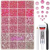 qiipii 2mm-6mm 3 Color Pink Series Crystal Resin Rhinestones w B7000 Jewelry Glue for Bedazzling Crafting Flatback Stones Gems Diamonds for Nails Face Eyes Makeup Tumblers Bottles DIY Crafts Clothes