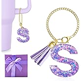 MOYOHIM Letter Charm for Stanley Cup, 1PCS Purple Tumbler Accessories Charm for Handle, Initial Charm for Girls Women