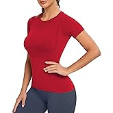 MathCat Seamless Workout Tops for Women, Short Sleeve Compression Athletic Shirts Soft Yoga Gym Tops