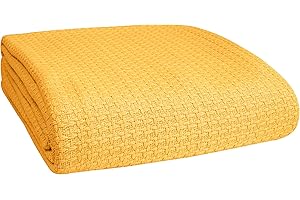 Belizzi Home 100% Cotton Bed Blanket, Breathable Bed Blanket King Size, Cotton Thermal Blankets King, Perfect for Layering An