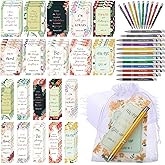 Sinmoe 120 Pcs Mother's Day Christian Bible Gifts Set Christian Bookmarks with Inspirational Ballpoint Pens Floral Religious Scripture Notebooks Organza Bags for Church Women Men(Bright Color,Novel)