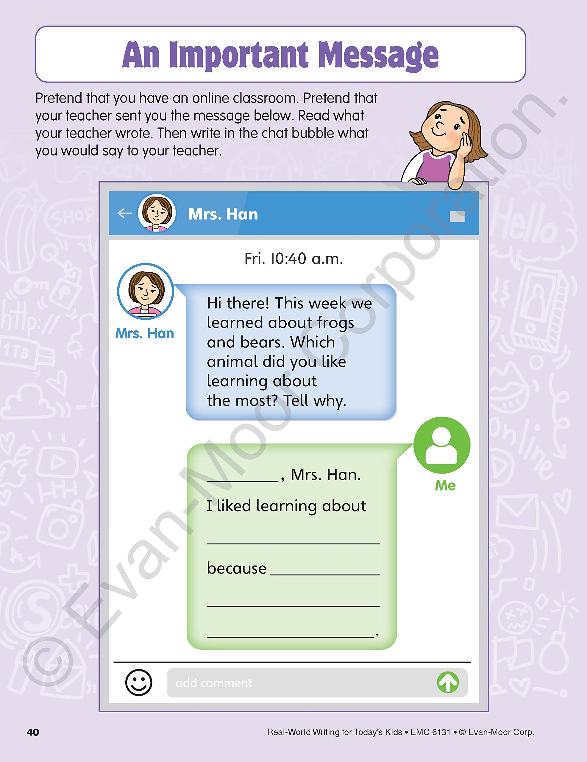 Evan-Moor Real-World Writing Activities for Today's Kids Workbook, Ages 6-7, Grades 1-2, Guided Instruction, Examples, Practice, Journal Entry, Online Messages, Greeting Cards, Persuasive Letters