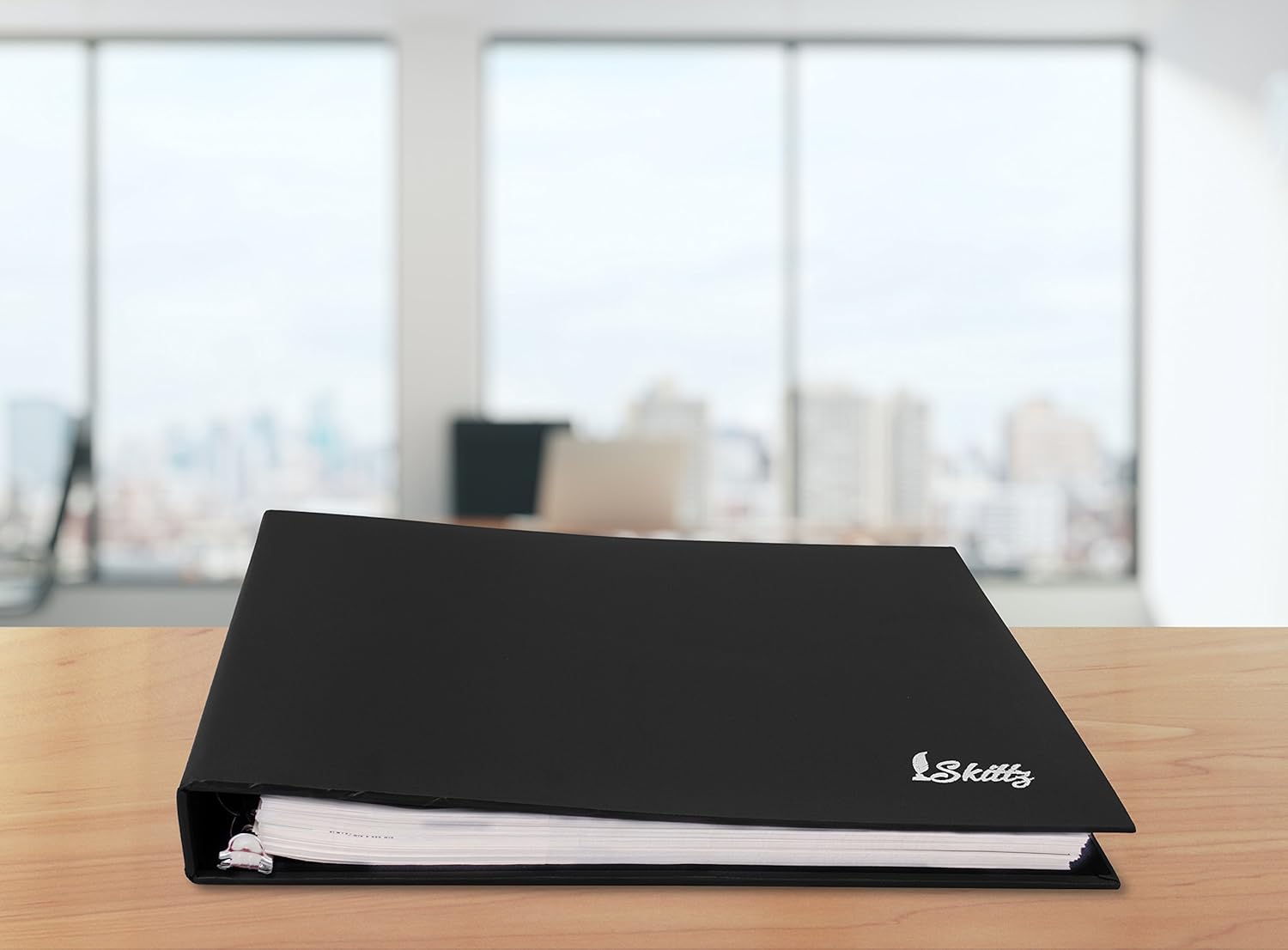 Skittz Black Business Check Binder 7 Ring w/Zip Organizer & Calendar for 3 on a Page Checks : Office Products